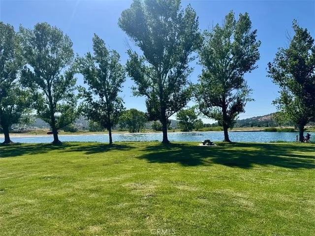 a view of a field of grass and trees