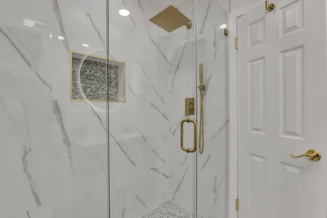 a bathroom with a shower