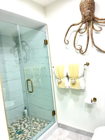 a bathroom with a shower