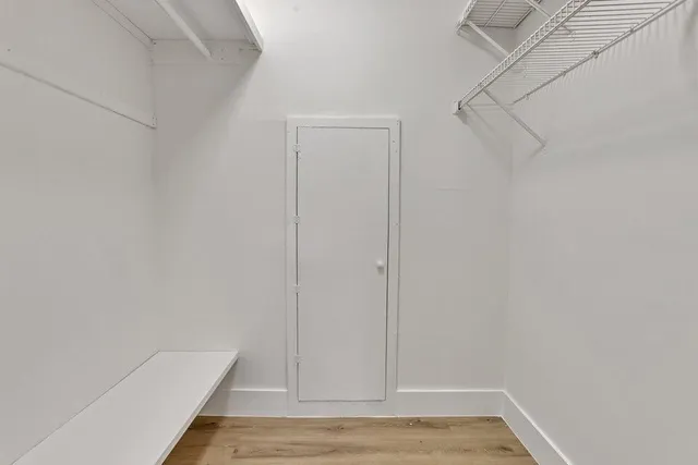 a view of small space with empty racks