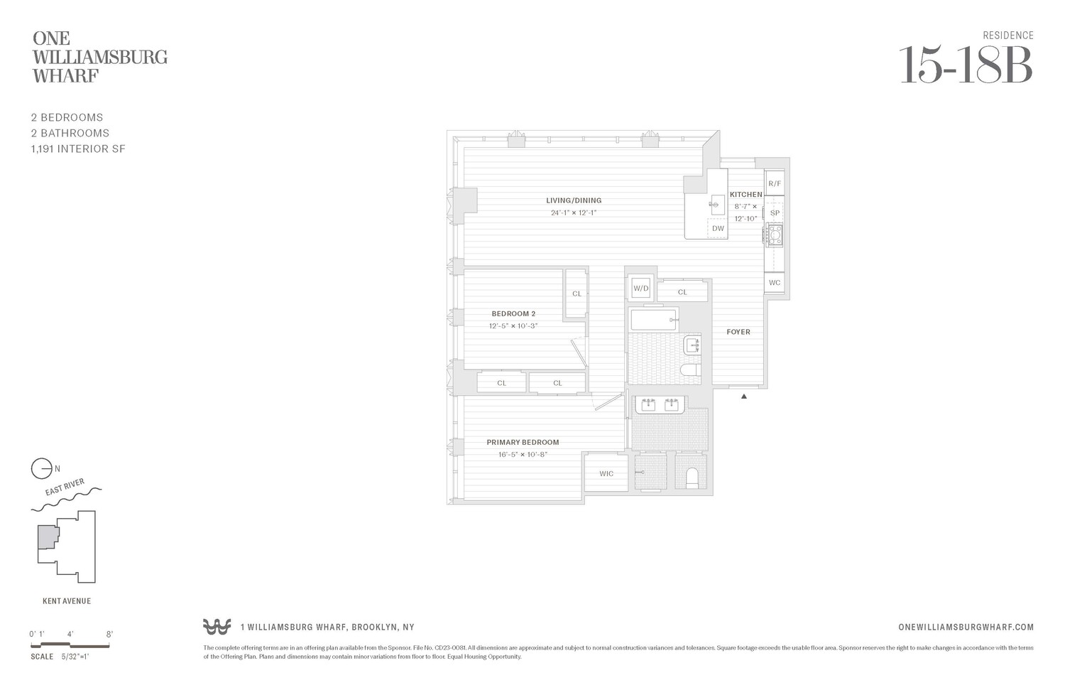 480 Kent Avenue, Unit 18B Brooklyn, NY 11249 - Photo 32 of 32 a picture of a floor plan