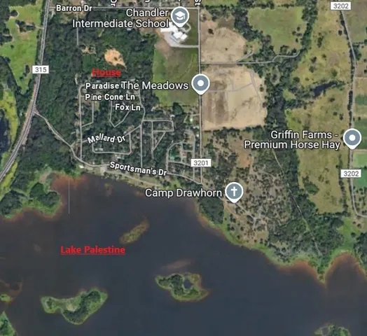 an aerial view of a house