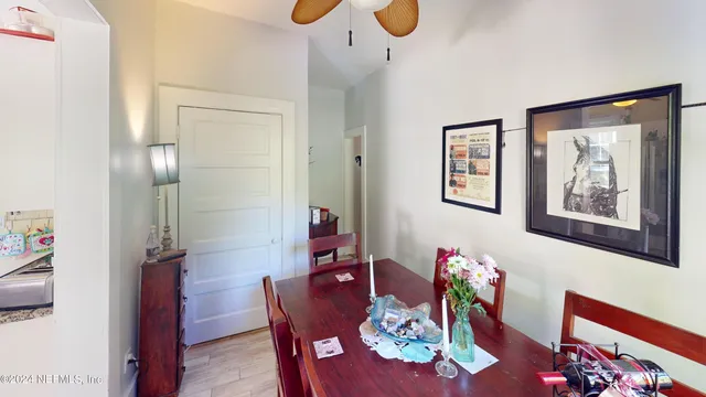 a workspace with furniture and wooden floor