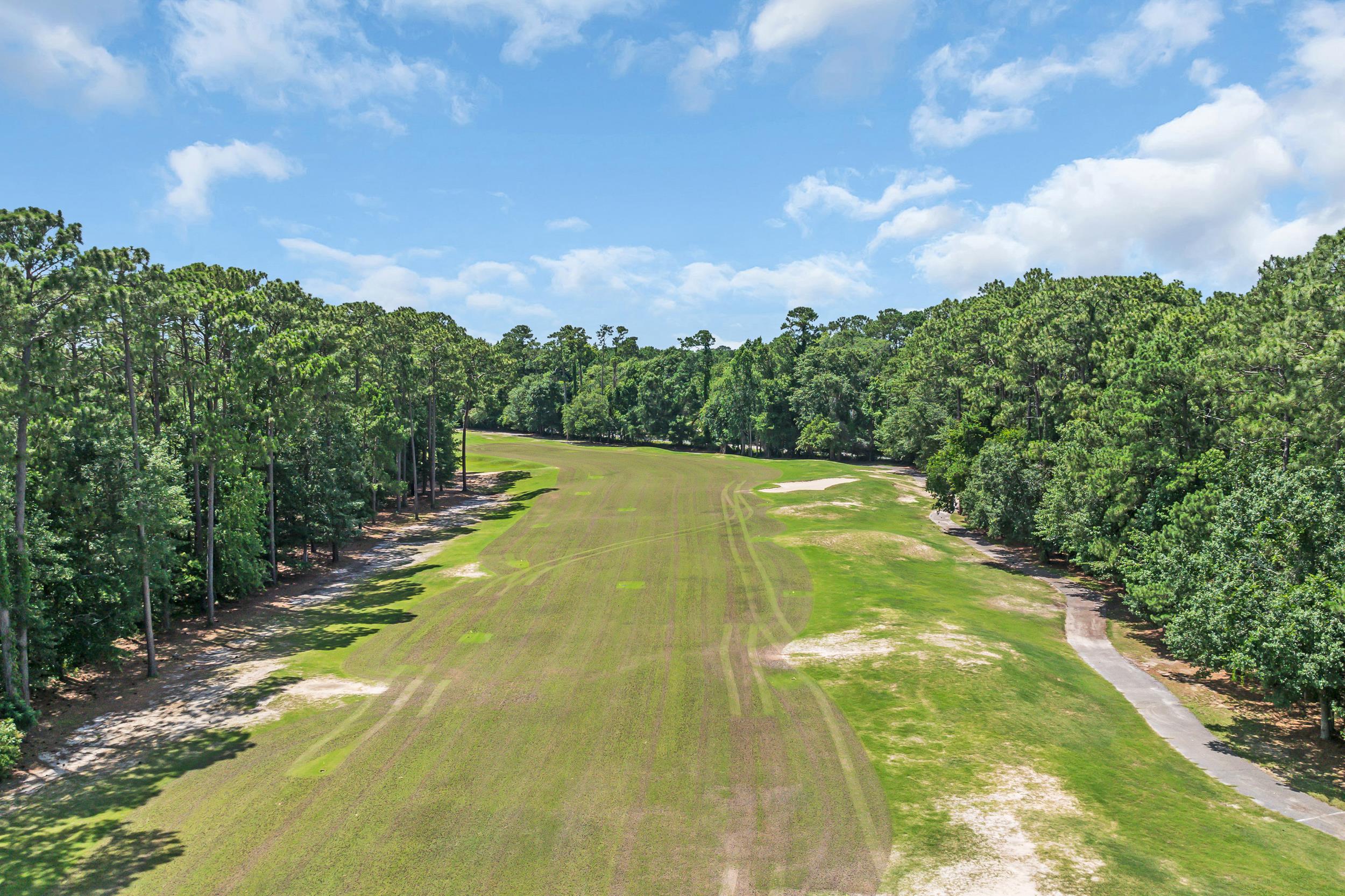 4436 Lady Banks Lane, Unit B2 Murrells Inlet, SC 29576 - Photo 35 of 36 Drone / aerial view of a local golf course and a tree filled landscape