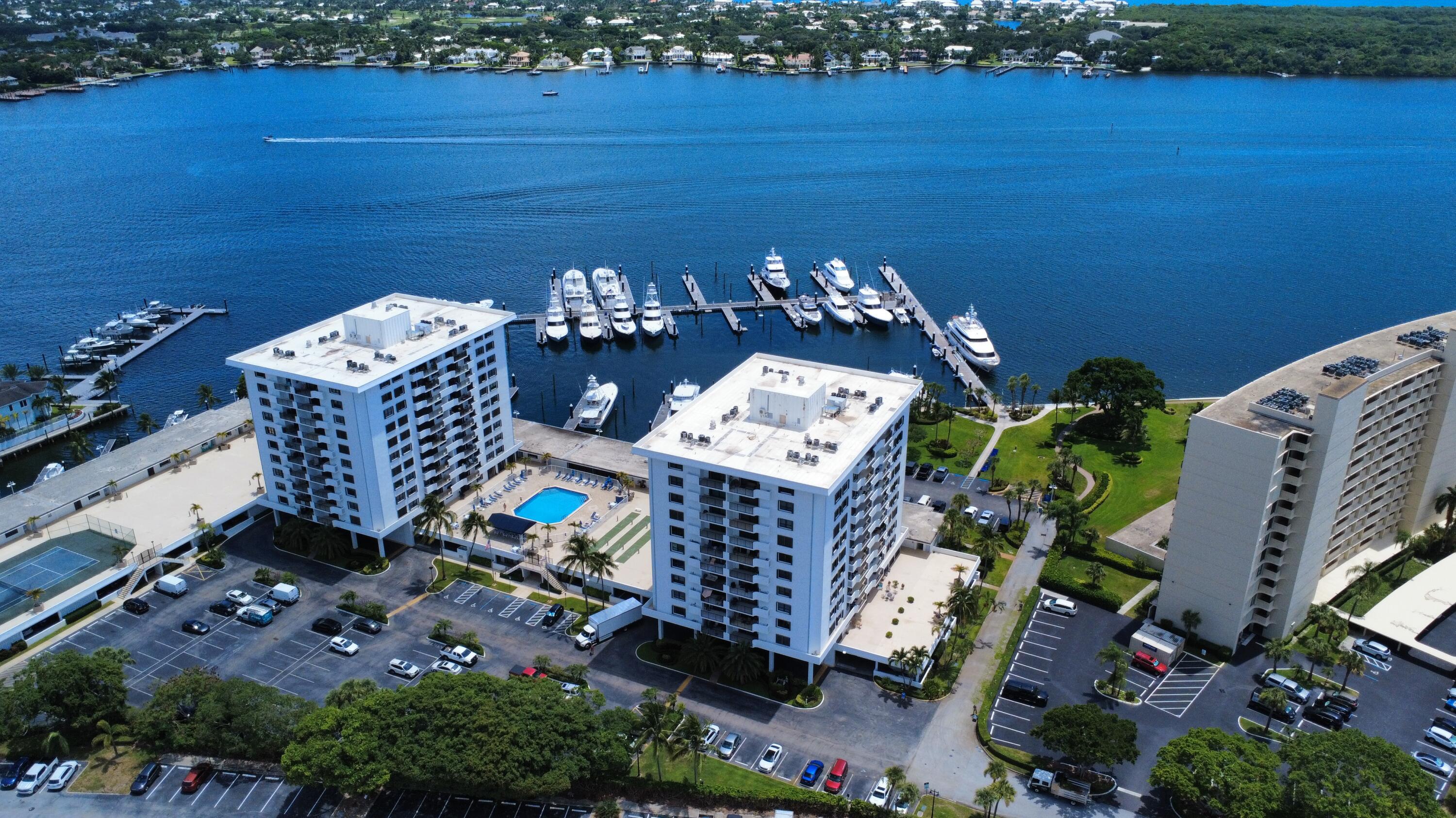 1200 Marine Way, Unit 802 North Palm Beach, FL 33408 - Photo 34 of 34 an aerial view of a house with a yard lake view and mountain view