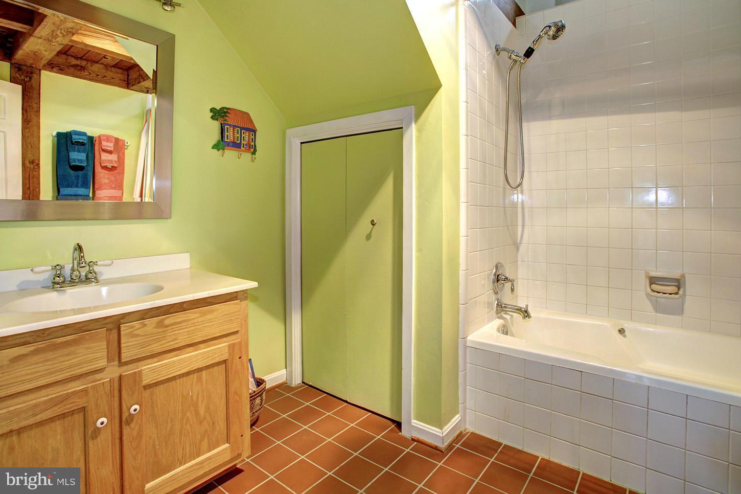 22316 West Harris Road Barnesville, MD 20838 - Photo 16 of 30 a spacious bathroom with a granite countertop sink a mirror a bathtub and shower