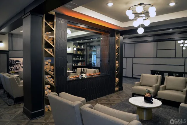 a view of a living room and dining room