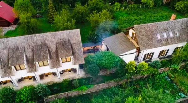 an aerial view of multiple house