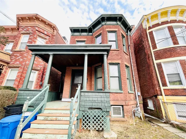 a view of a building with a door