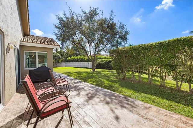 a view of a bench in a garden