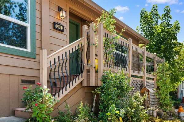 a view of balcony with small garden
