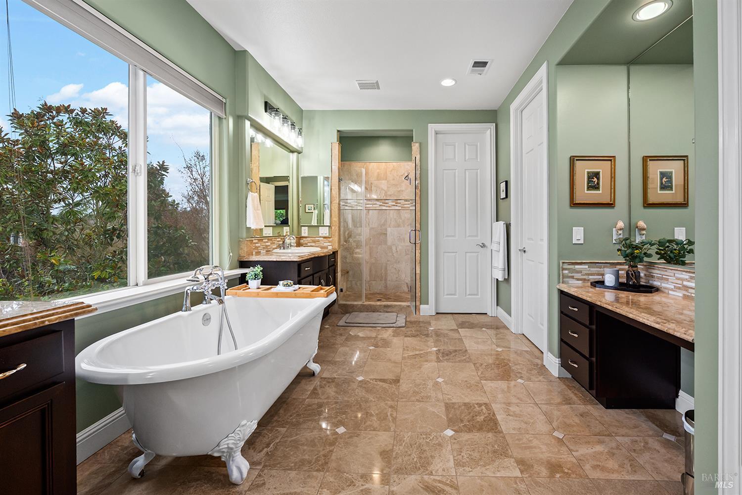 3696 Newbury Court Santa Rosa, CA 95404 - Photo 30 of 59 a bathroom with a granite countertop tub sink and mirror