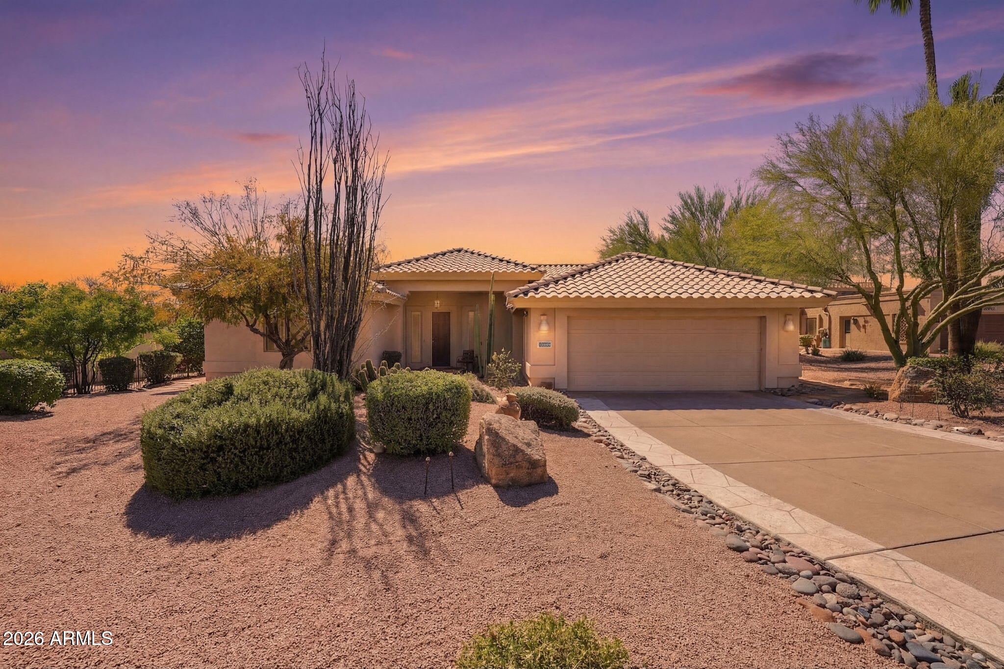 18809 East Avenida Del Ray Rio Verde, AZ 85263 - Photo 1 of 48 a front view of a house with a yard and garage