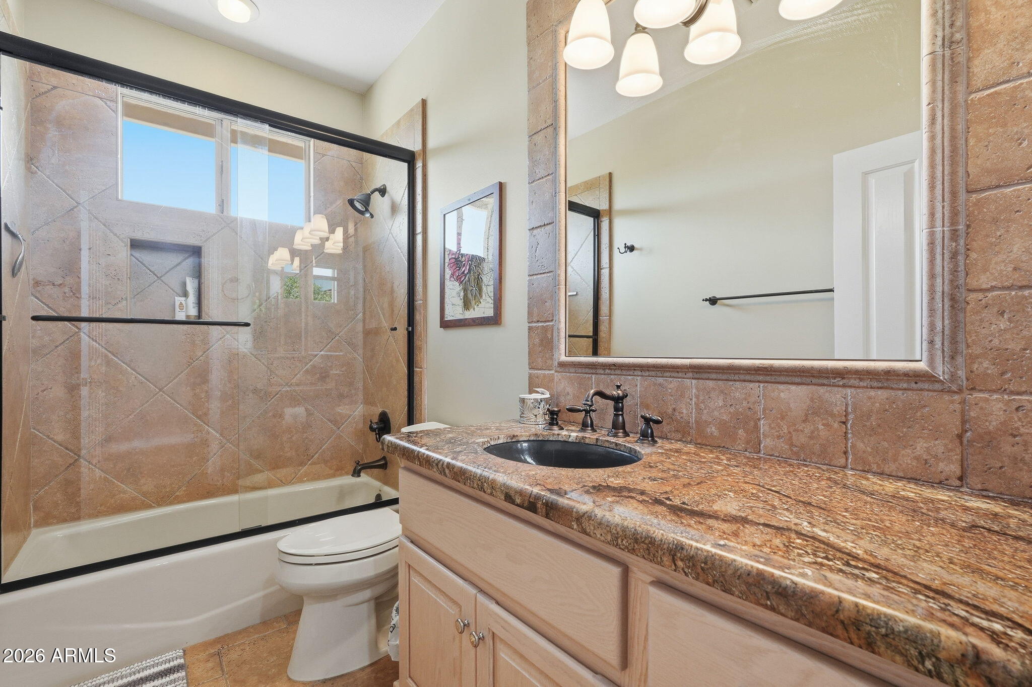 18809 East Avenida Del Ray Rio Verde, AZ 85263 - Photo 24 of 48 a bathroom with a sink a toilet and shower