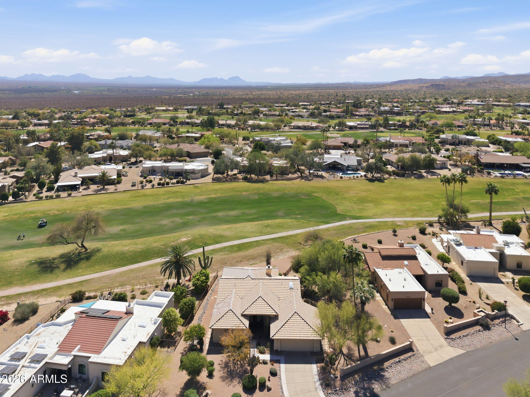 18809 East Avenida Del Ray Rio Verde, AZ 85263 - Photo 43 of 48 an aerial view of a city with lots of residential buildings ocean and mountain view in back