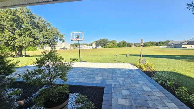 a view of an ocean with a big yard