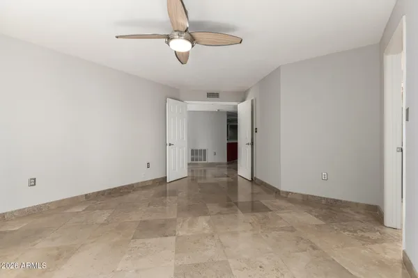 a view of an empty walk in closet