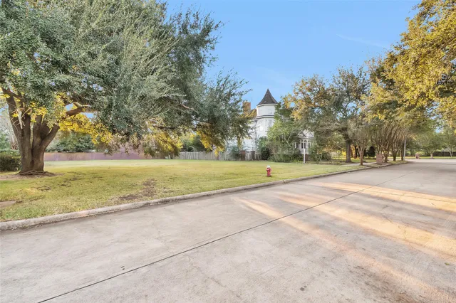 a view of a field with trees