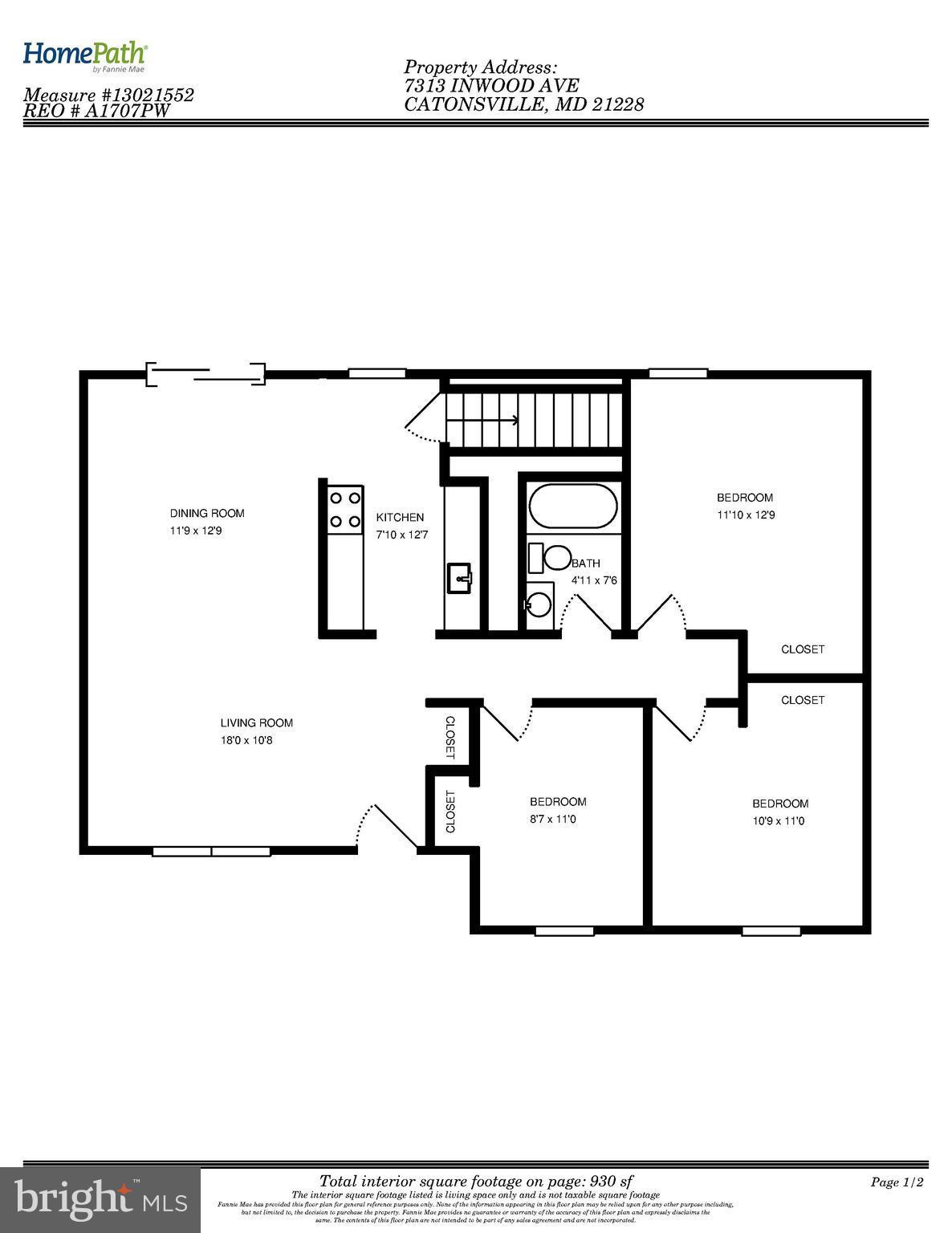 7313 Inwood Avenue Baltimore, MD 21228 - Photo 26 of 27 Floor Plan