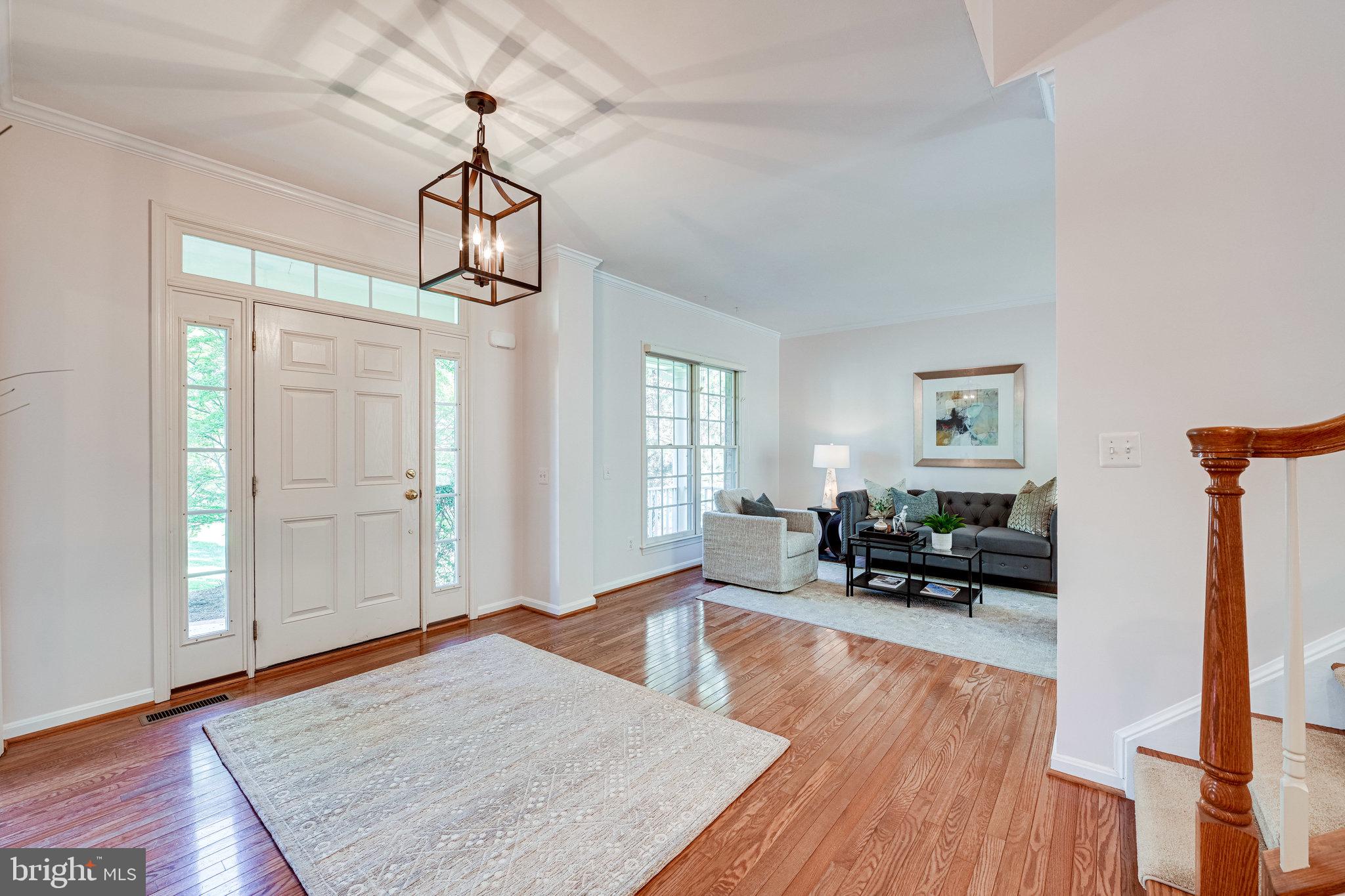 Foyer leads to living room