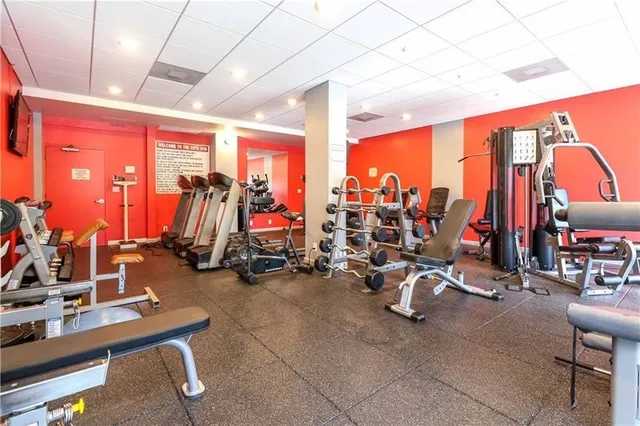 a view of a room with gym equipment