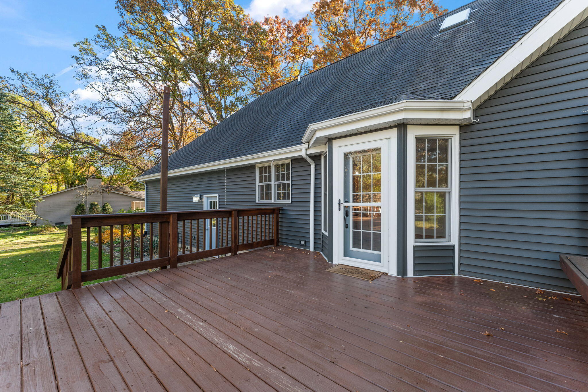 375 Reif Drive Hebron, IN 46341 - Photo 42 of 58 a view of backyard with deck and wooden floor