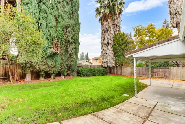a view of back yard of the house