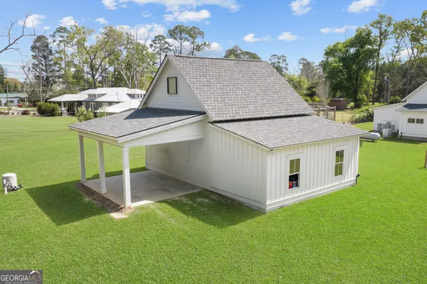an aerial view of a house
