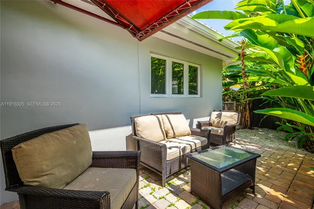 a outdoor living space with furniture