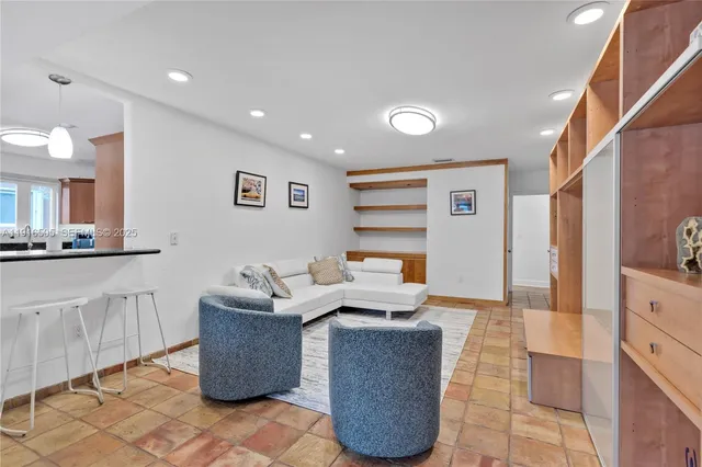 a living room with furniture