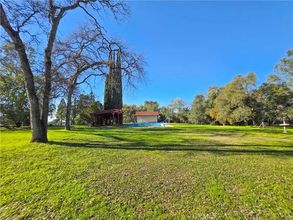 a view of a yard with an outdoor space
