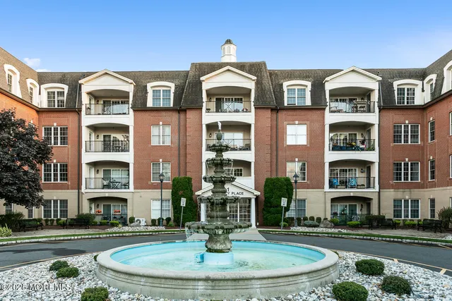 a front view of a multi story building