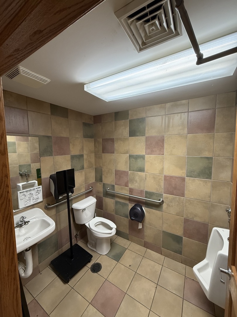 330 North 1st Street Cuba, IL 61427 - Photo 6 of 10 a bathroom with a toilet a sink and mirror