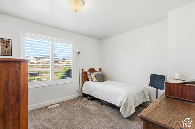 9044 North Cedar Pass Road Eagle Mountain, UT 84005 - Photo 19 of 63 Neutral wall color with plush carpet flooring, showcasing a window with plantation shutters