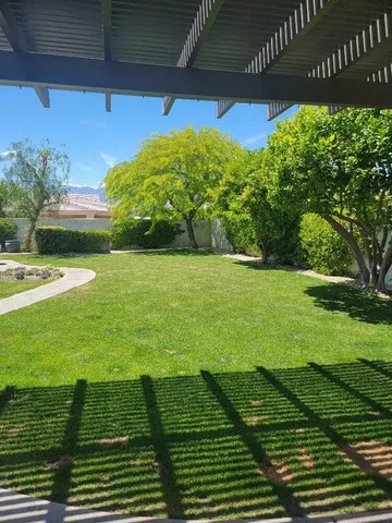 a view of a yard with an outdoor space