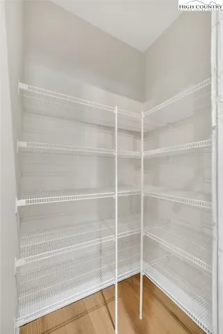 a view of a room with empty racks