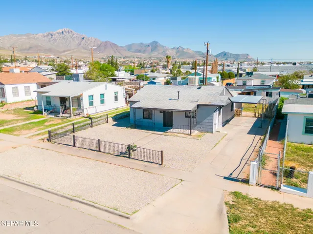 a view of a city with a mountain