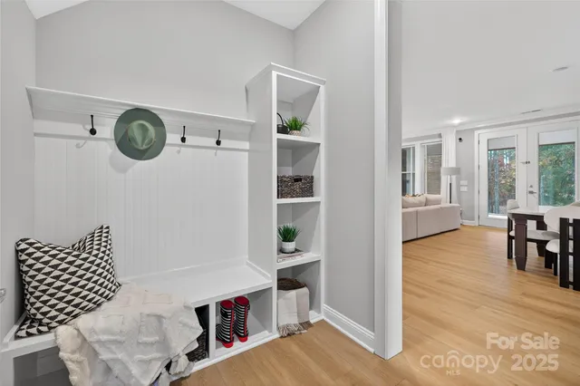 a bedroom with a bed and closet