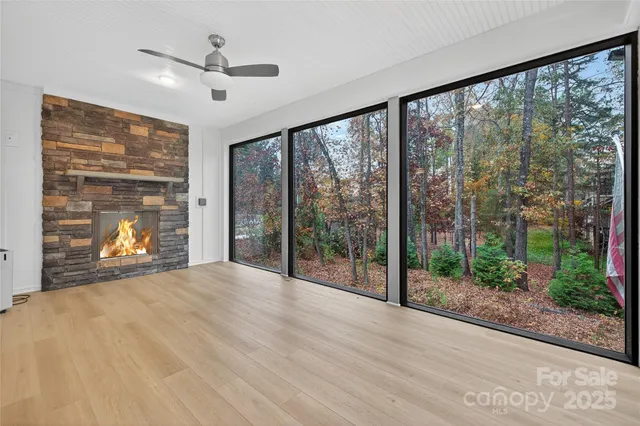 an empty room with windows