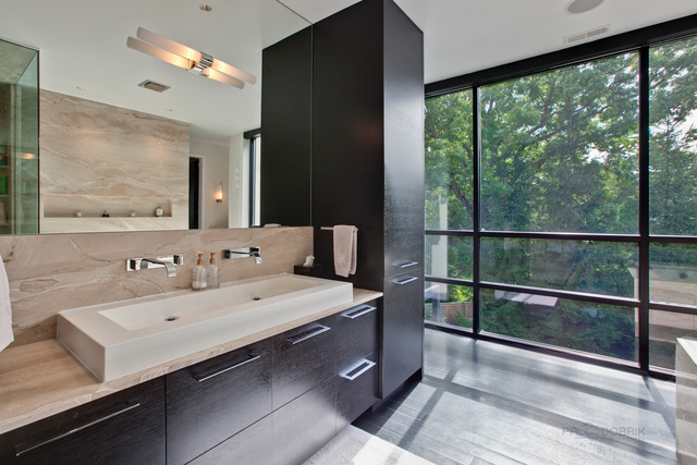 435 Thorne Lane Lake Forest, IL 60045 - Photo 20 of 42 a bathroom with a double vanity sink and a mirror
