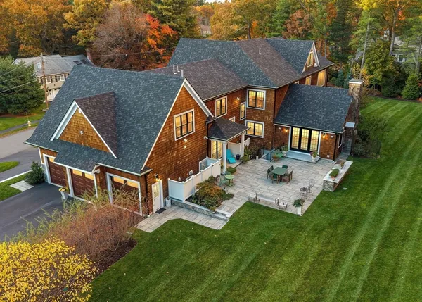 an aerial view of a house