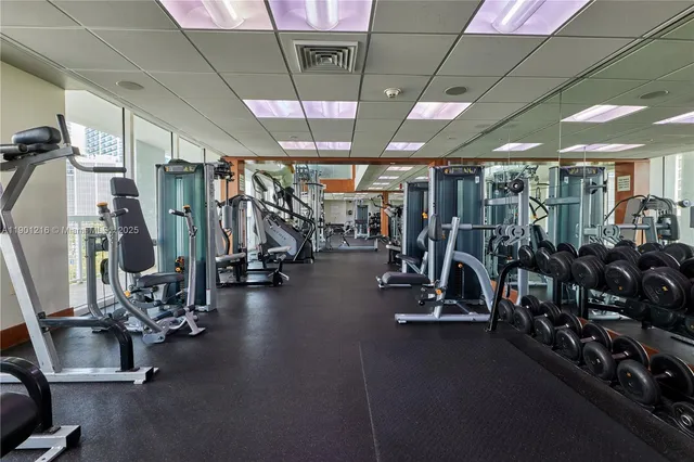 a view of a room with gym equipment