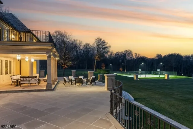 an aerial view of a swimming pool