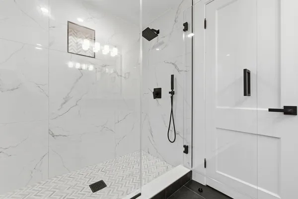 a bathroom with a shower