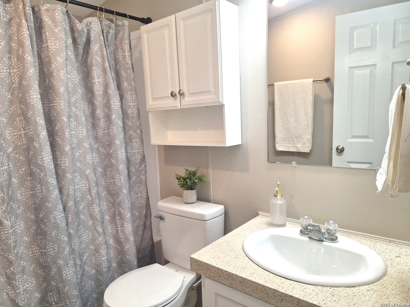 533 Las Hadas Spring Branch, TX 78070 - Photo 14 of 16 a bathroom with a sink a toilet and a mirror