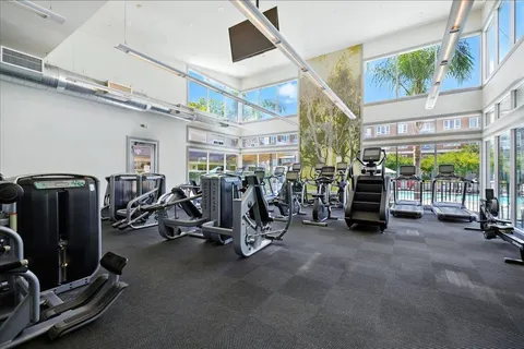 a view of a room with gym equipment