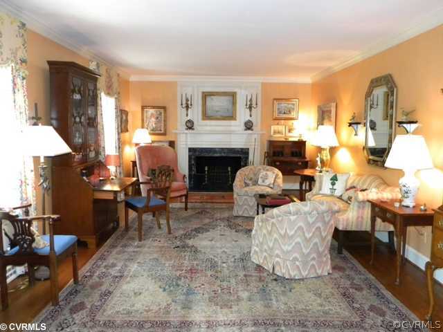 4300 Dover Road Richmond, VA 23221 - Photo 3 of 12 Living Room - Oversized fireplace and beautiful de