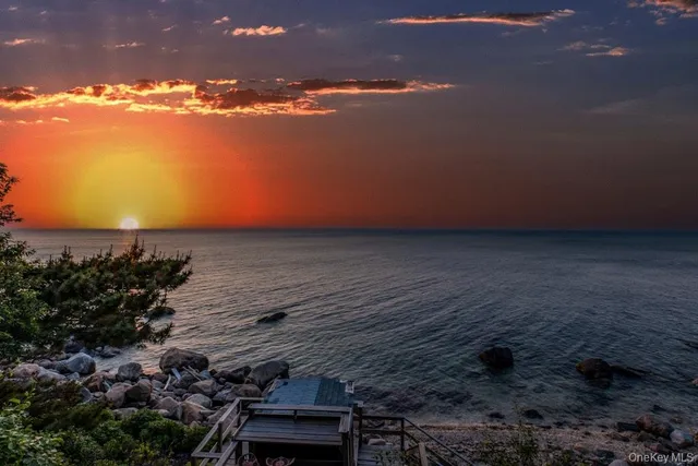 a view of an ocean from a building