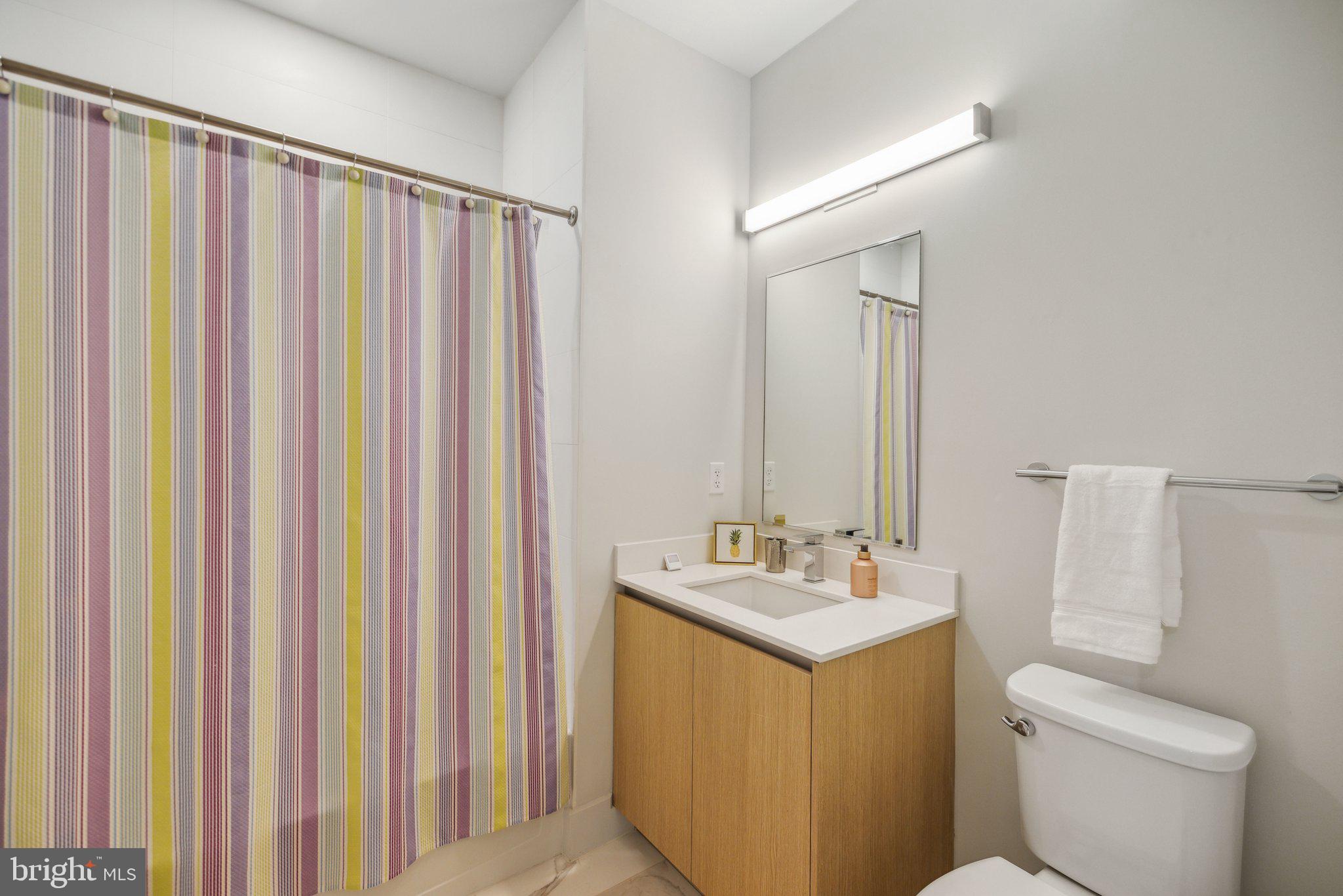 1309 E Street Southeast, Unit 36 Washington, DC 20003 - Photo 31 of 36 a bathroom with a sink a toilet and a mirror