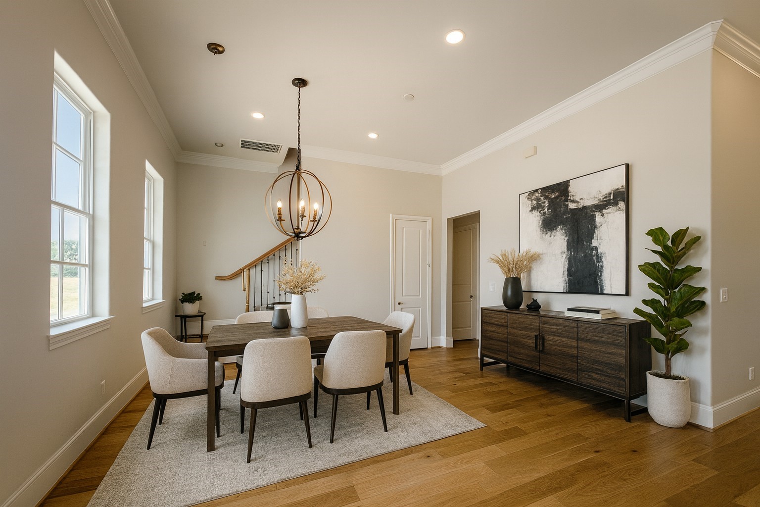 2620 Lake Kolbe Lane Houston, TX 77080 - Photo 5 of 14 Great Natural Light! 12 FT Soaring Ceilings. Double Crown Molding for the Extra Touch! (Virtually Staged Room - Also Chandelier was Virtually Added)